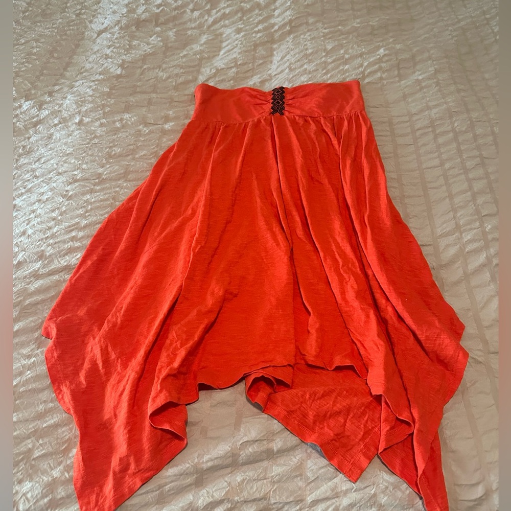 Roxy Orange- handkerchief hem- strapless Sundress/coverup- Size XL-smocked back